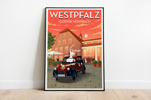 Poster "Kloster Hornbach" im Bilderrahmen